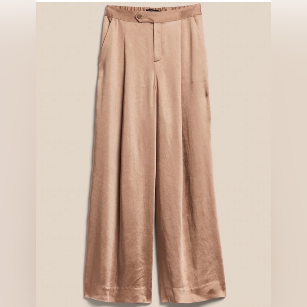 BANANA REPUBLIC FACTORY High-Rise Shine Button-Tab Wide-Leg - Picture 3 of 6